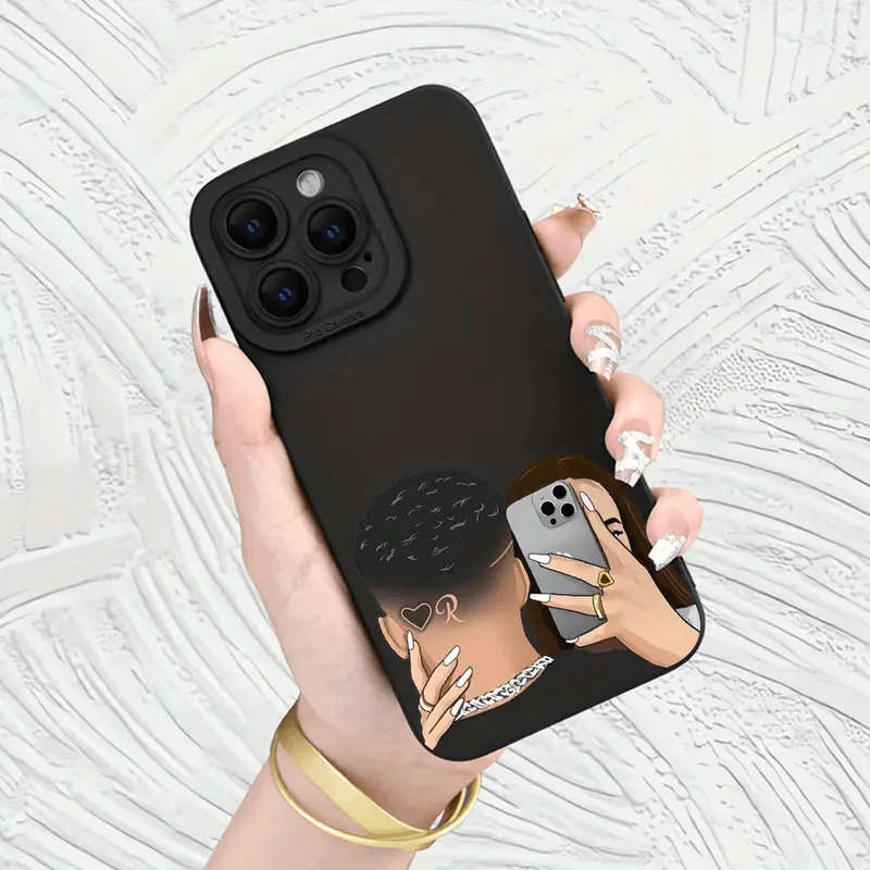 1Pc Black For iPhone 16 Plus Black TPU Phone Case