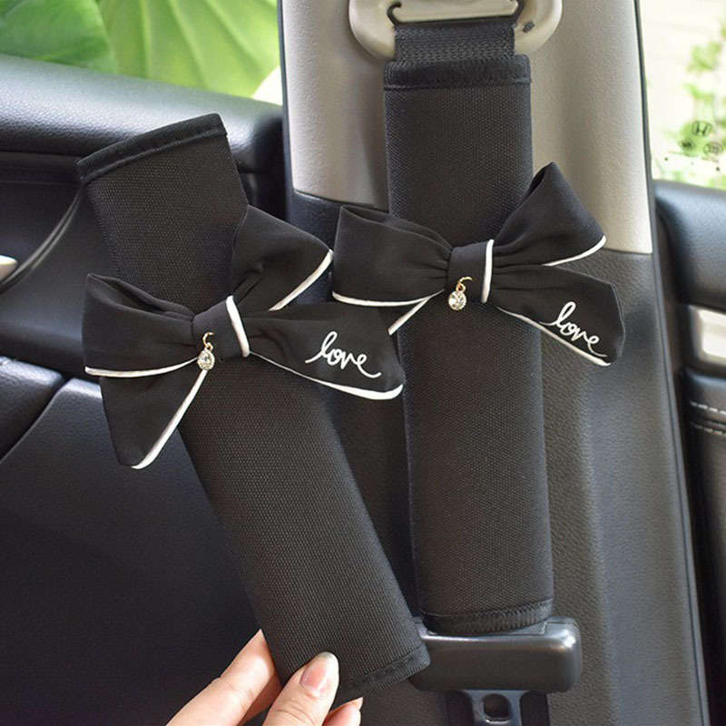 Car Seat Belt Covers Black Bow Quantity 2Pcs