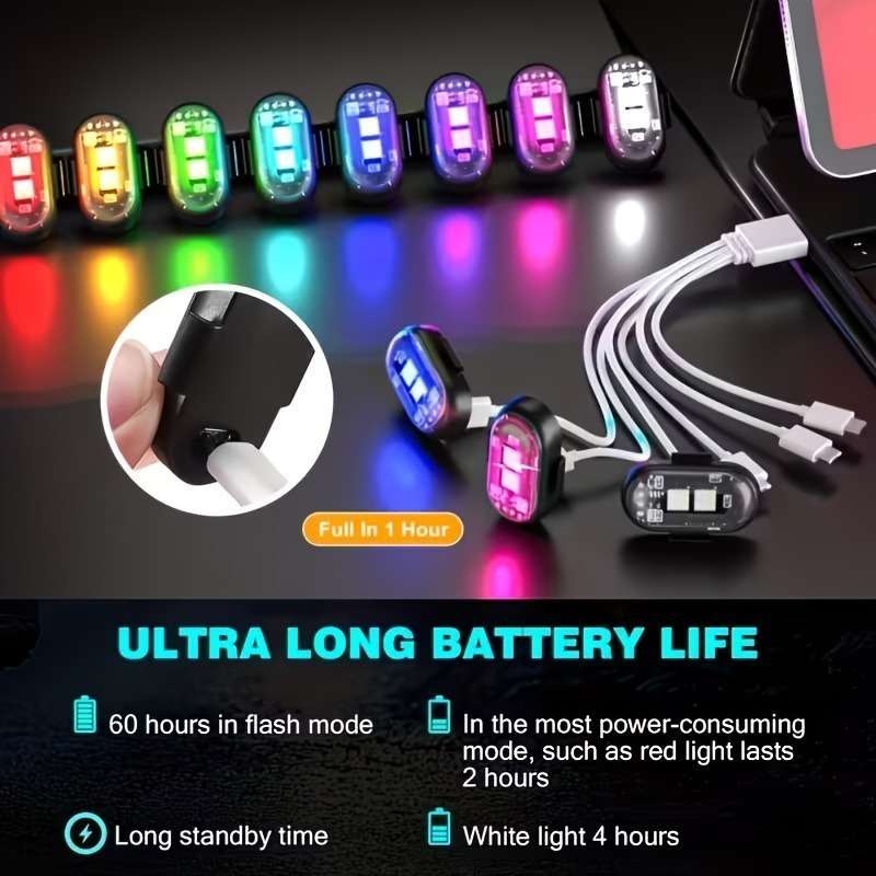 Car Lights Color Rgb Decorative Light Style 2Pcs