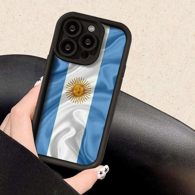 1Pc Black For iPhone 14 Argentine Flag Pattern Phone Case