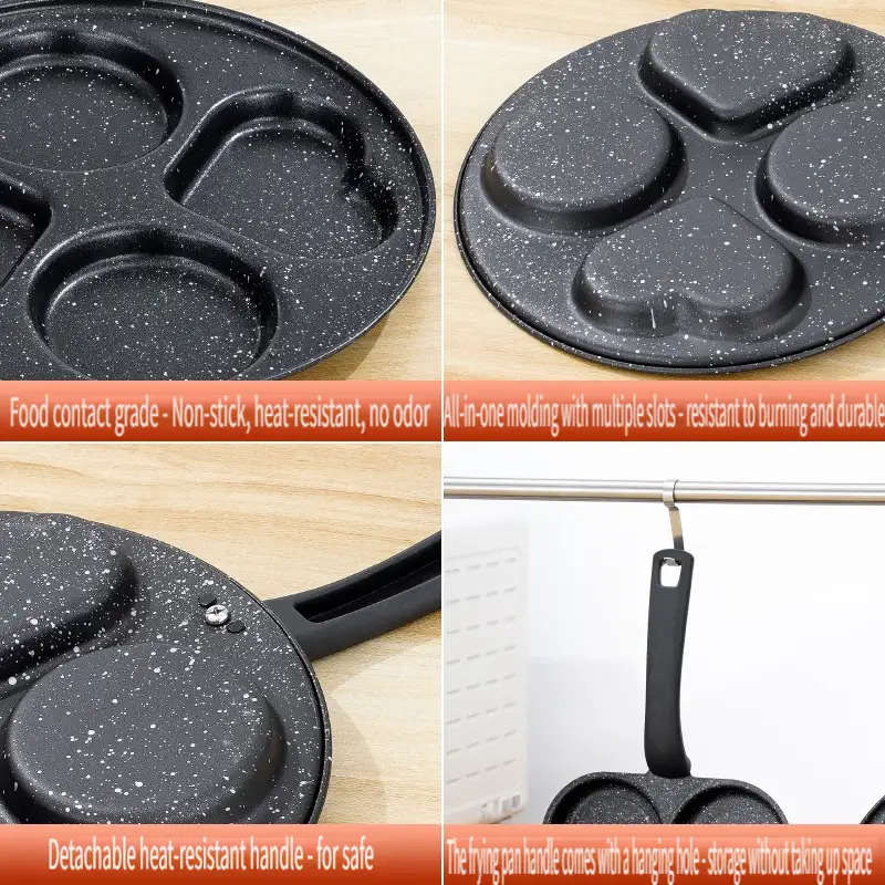 Frying Pan Material 4Slot Curvedhandle Waffle Maker