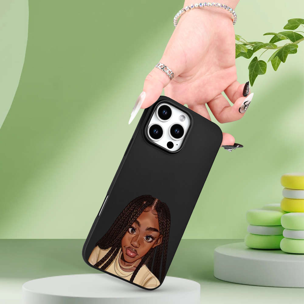 1Pc Black For iPhone 7 African Girl Pattern Phone Case