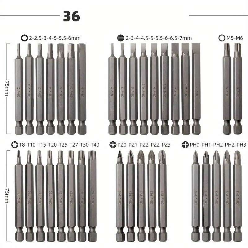 Screwdriver Bit Tool Set Quantity 50Pcs