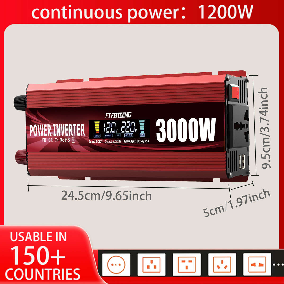Inverter Color 2000W Universal Socket
