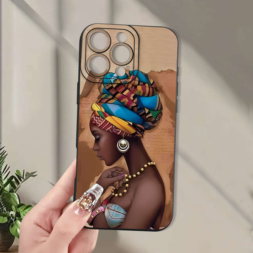 1Pc Black For iPhone 14 Pro Max African Girl Phone Case