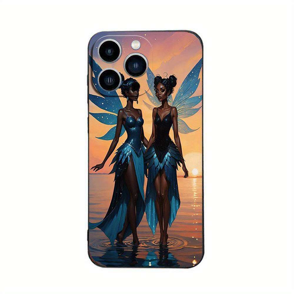 1Pc Black For iPhone 15 Plus African Design Phone Case