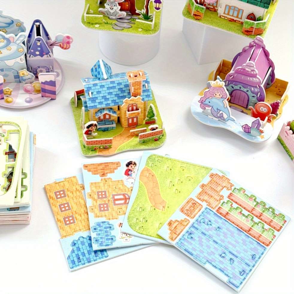 3D Building Model Puzzle Set Model Random Quantity 4 Pcs