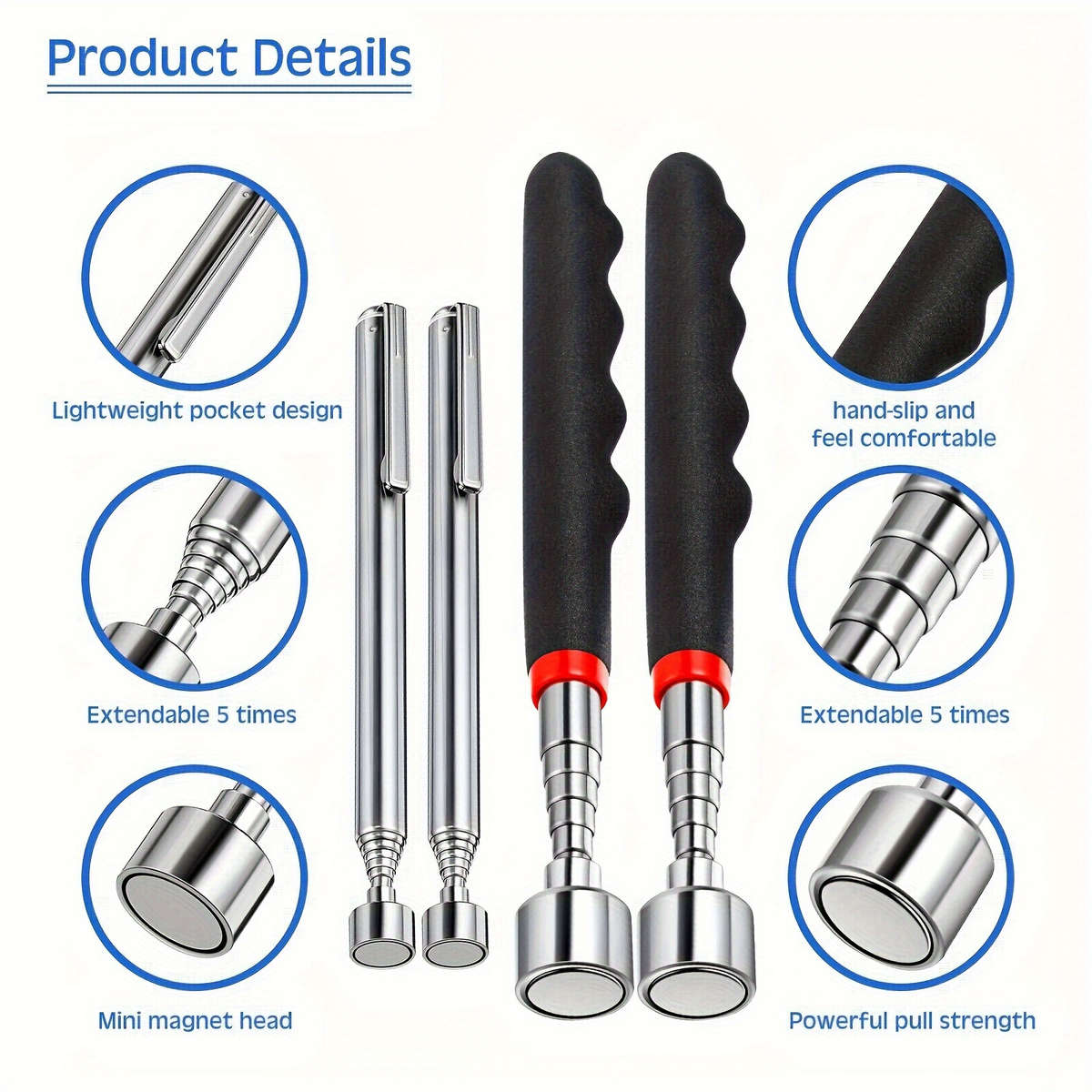 Heavy-Duty 3-in-1 Telescopic Magnetic Gripping Tool