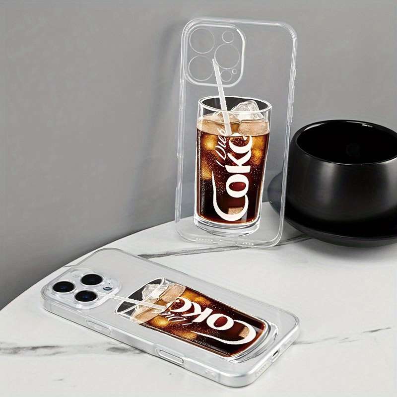 1Pc Transparent For iPhone 15 Plus Cola Design Phone Case