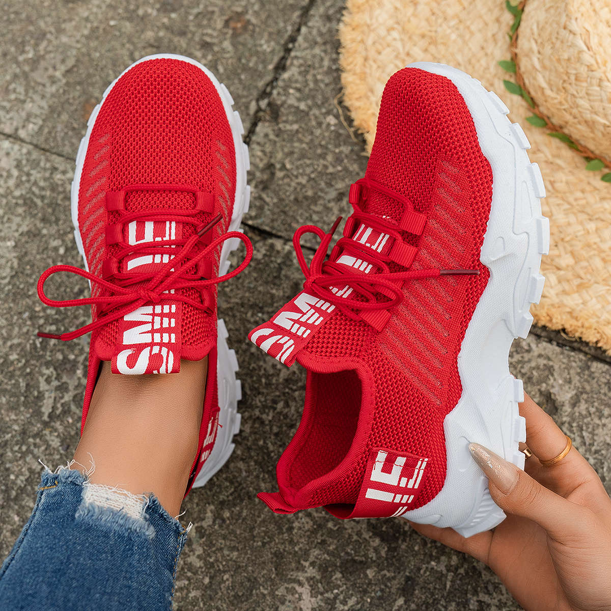 Women S Sneakers Color Red Sizeuk 7.5
