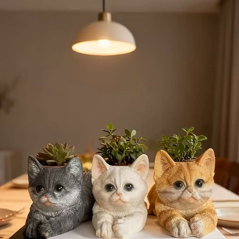 Flowerpot  1Pccolor Gray Cat Planter