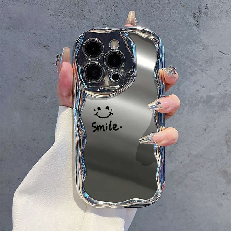 1Pc Silvery For iPhone X Cute Joyful Face Design Phone Case