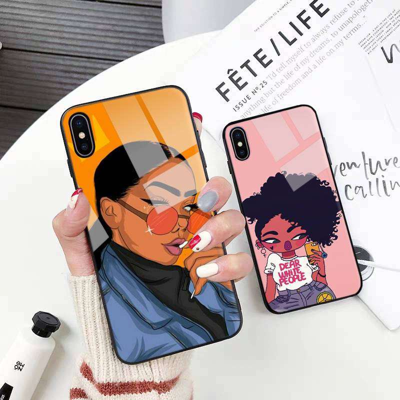 1Pc Mixed Color For iPhone 12 African Girls Phone Case