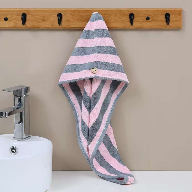 Hair Turban Striped Grayish Pink Quantity 2Pcs