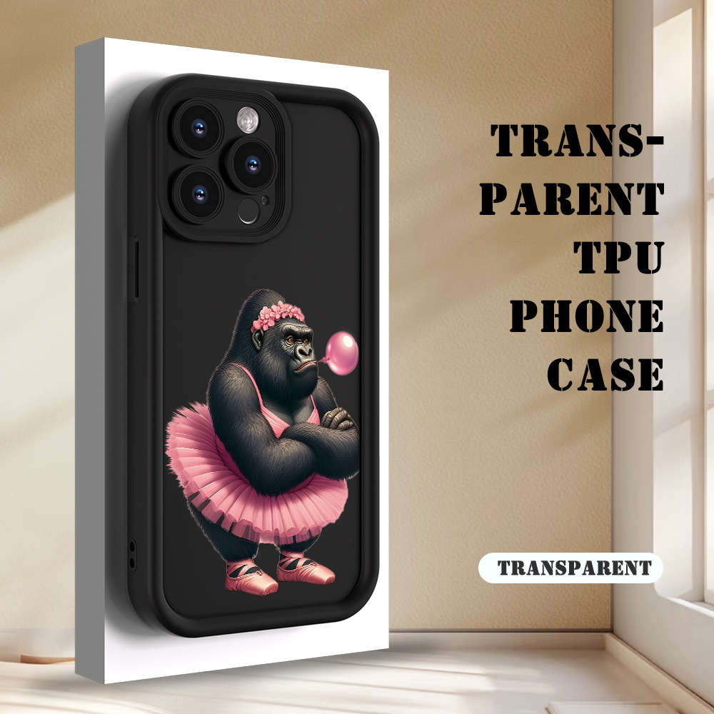1Pc Black For iPhone 12 Dancing Gorilla Phone Case