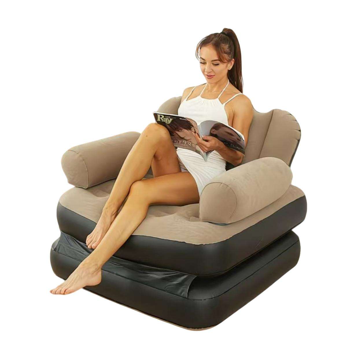 Modern Inflatable Mattress Armrests Camping Air Bed 5 In 1 Inflatable Sofa