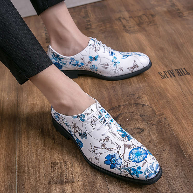 Mens Leather Shoes Color White Blue Sizeuk 9.5