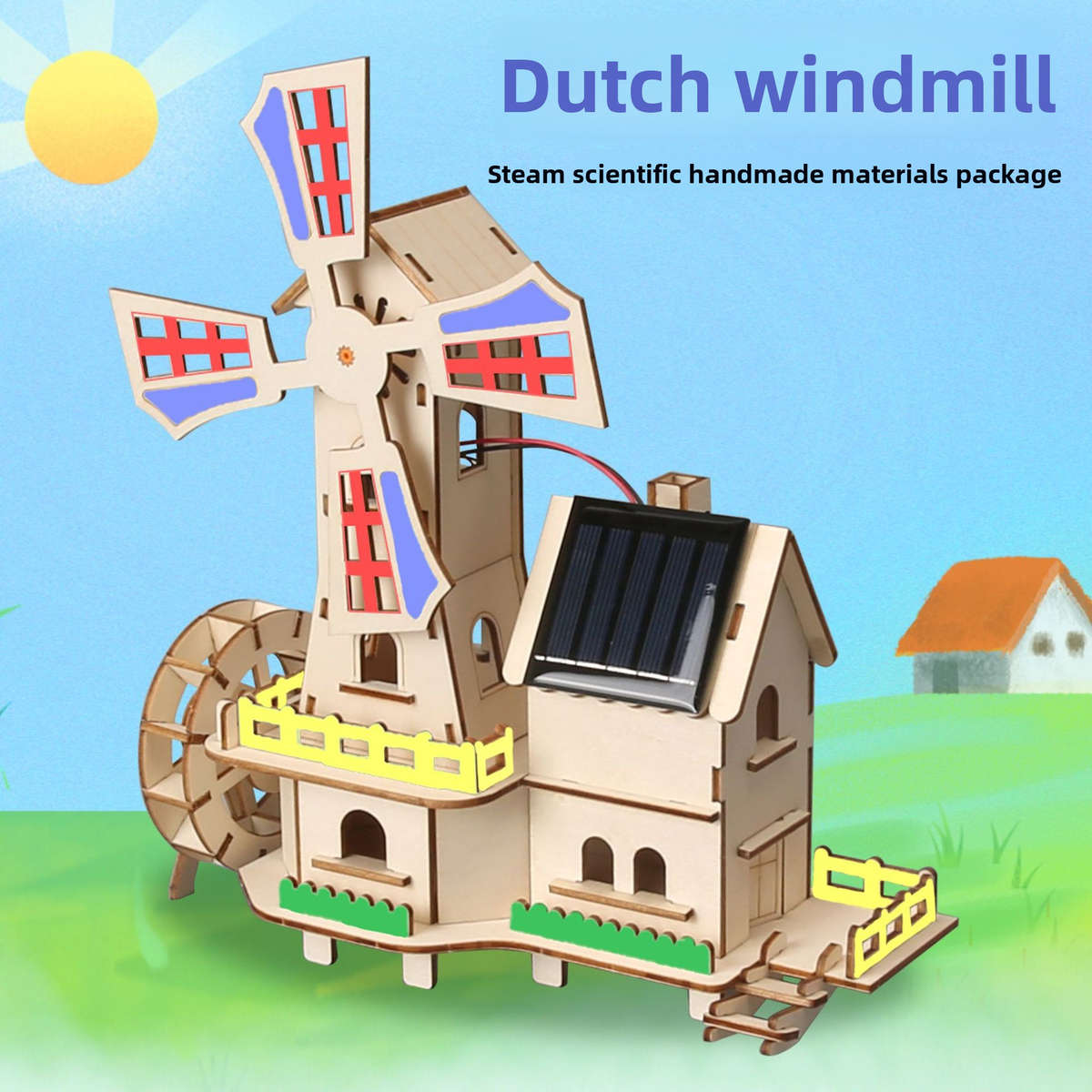 3D Building Model Puzzle Set Color Dutch Windmill