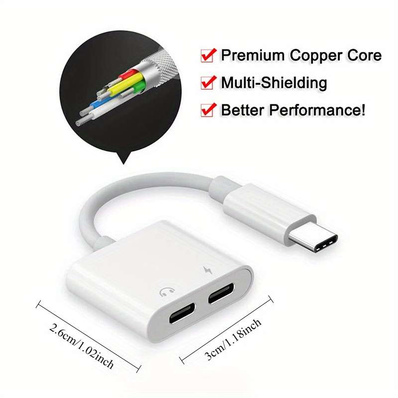 Charging Cable Color White Dual Usb C