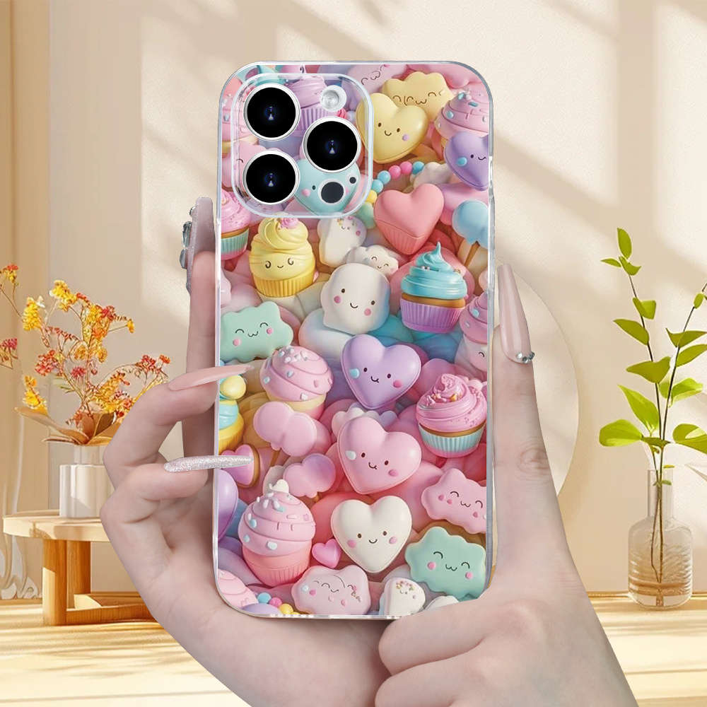 1Pc Transparent For iPhone 7 Plus Heart Shaped Pattern Phone Case