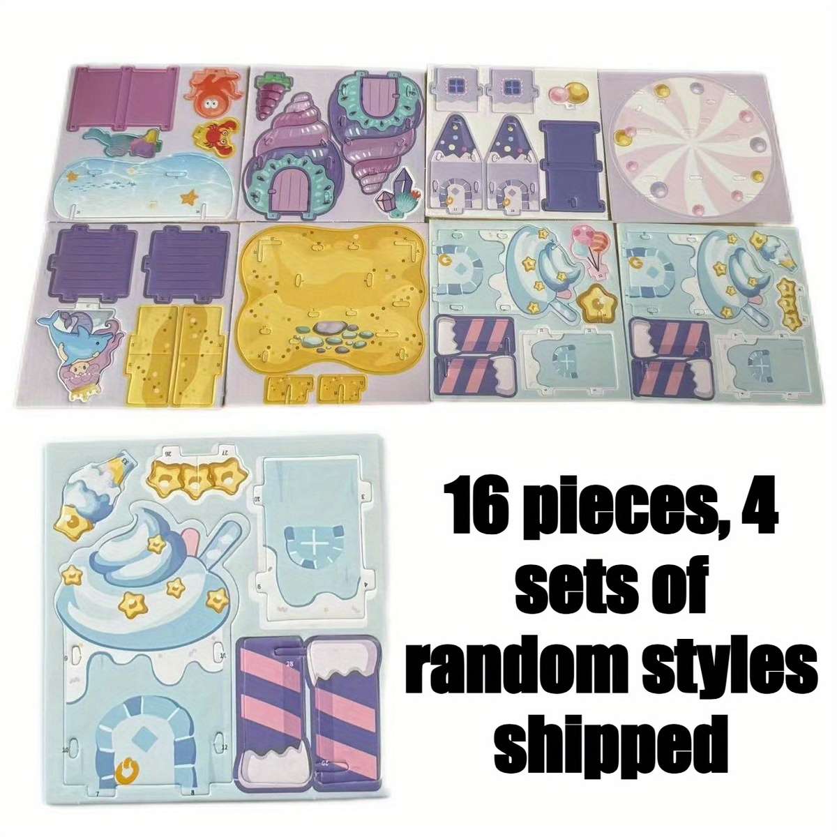 3D Building Model Puzzle Set Model Random Quantity 4 Pcs