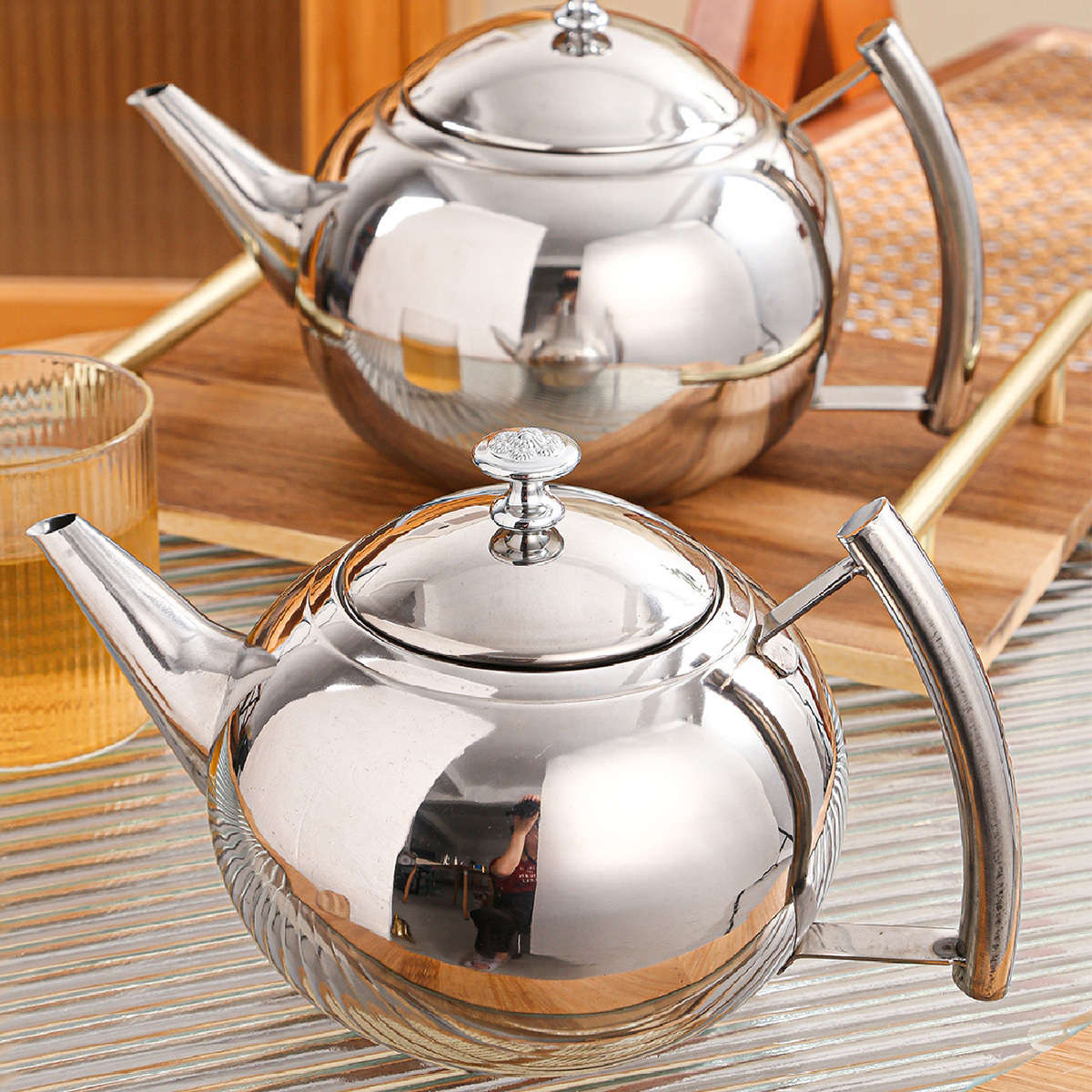 Kettle Color Small Silver Round Kettle With Large Handle