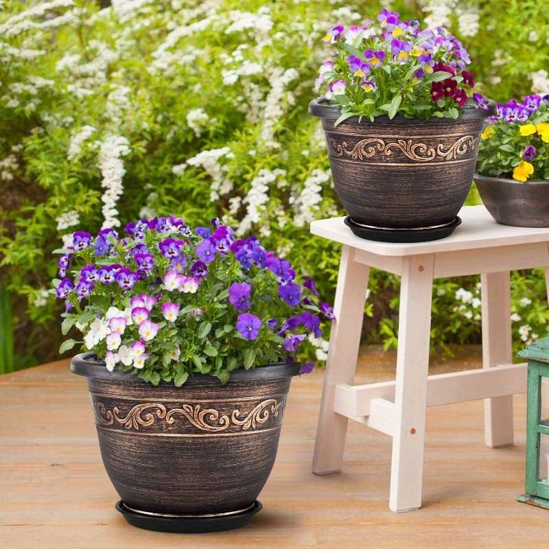 Flowerpot Size 20.32 Cm 6 Flower Pots  6 Trays