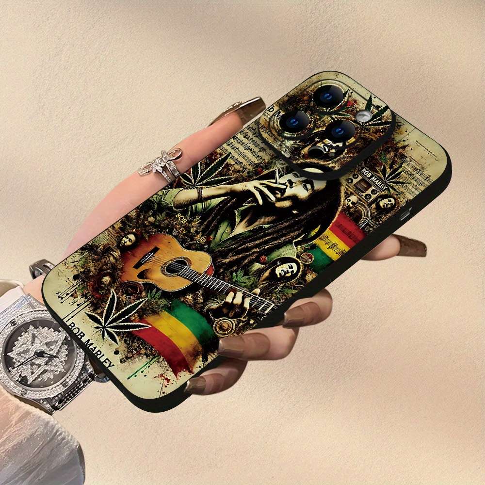 1Pc Black For iPhone 16 Bob Marley Reggae Phone Case