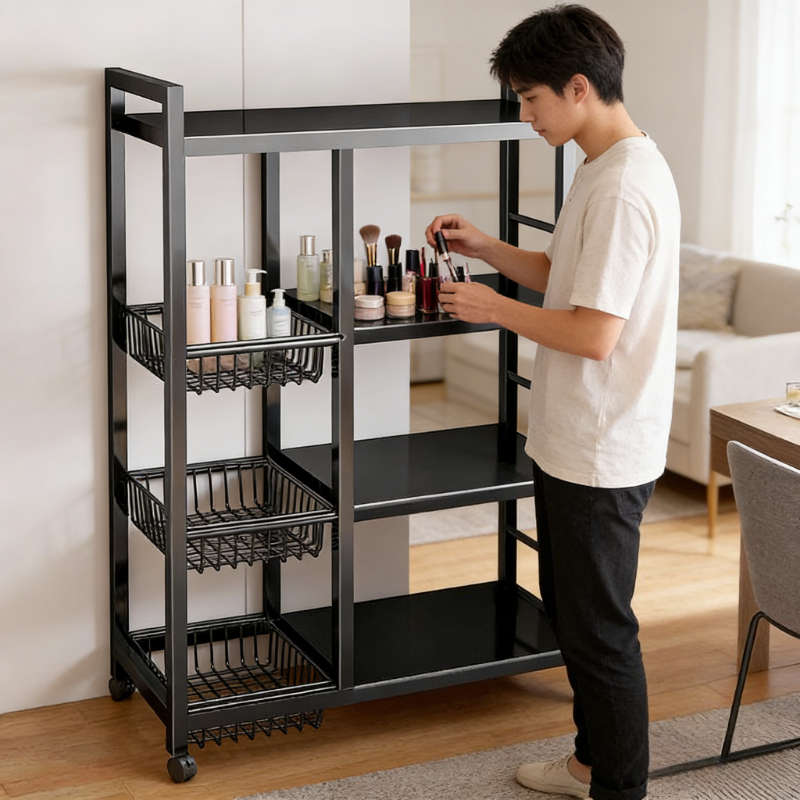 Bathroom Storage Rack Color Black Four Layers Three Nets Modelwrtmwreh1