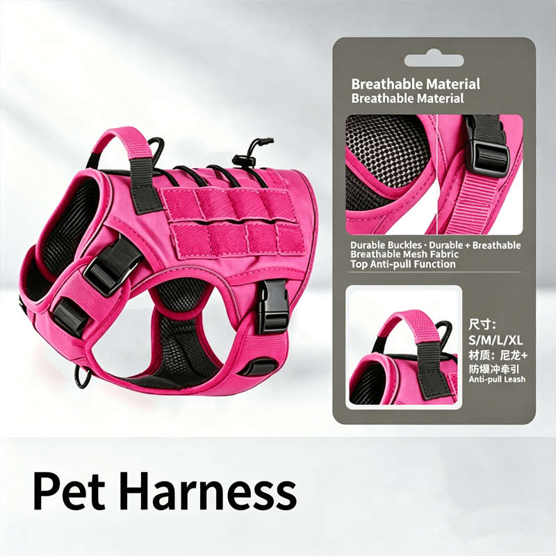 Dog Leash Color 1 Black Chest HarnessReflective LeashDog Waste Bag Size S