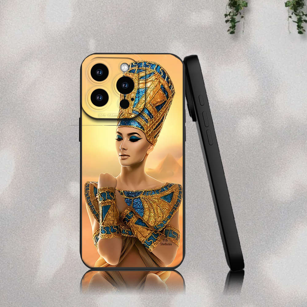 1Pc Black For iPhone 16 Pro Egyptian Queen Phone Case