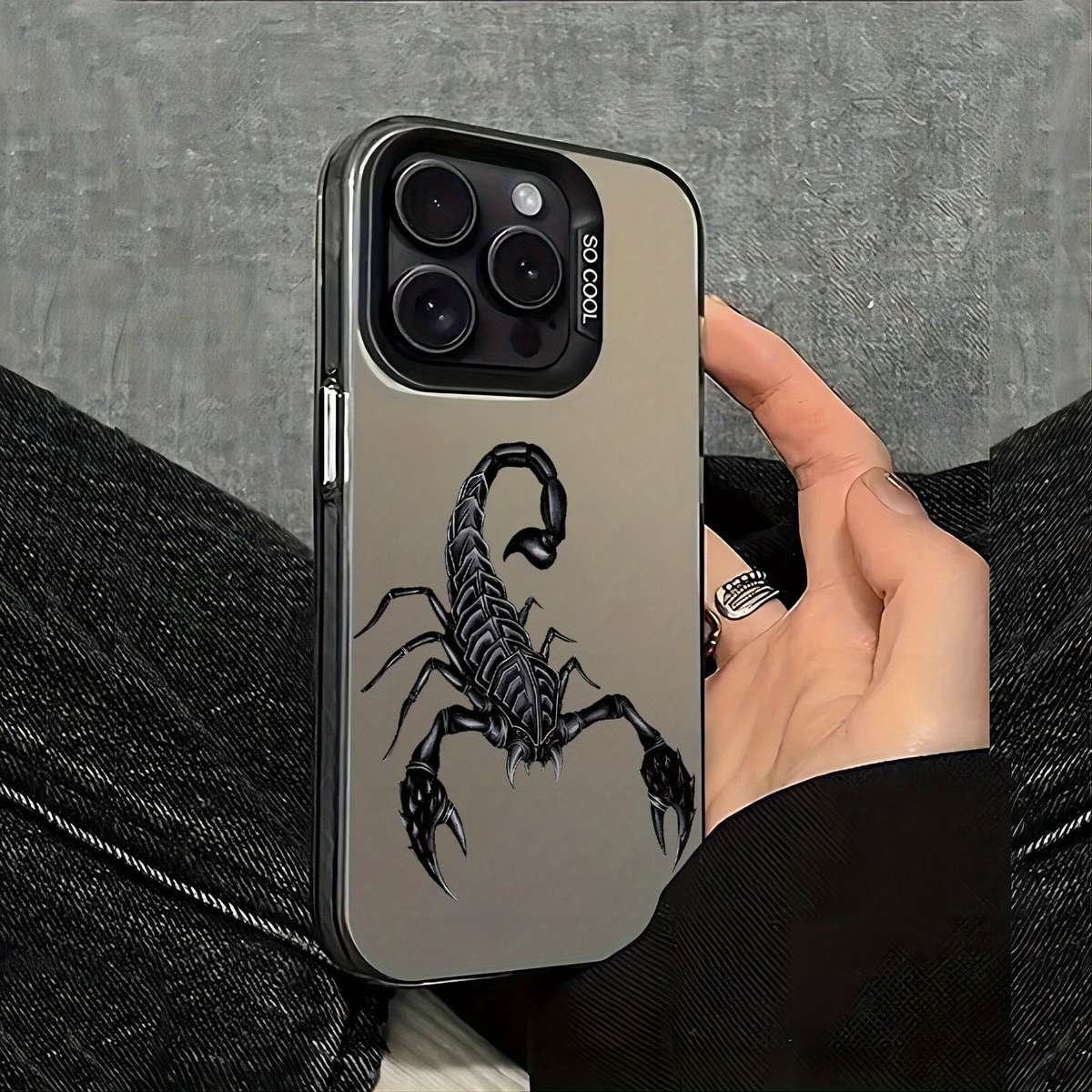 1Pc Black For iPhone 16 Plus Toxic Tail Scorpion Phone Case