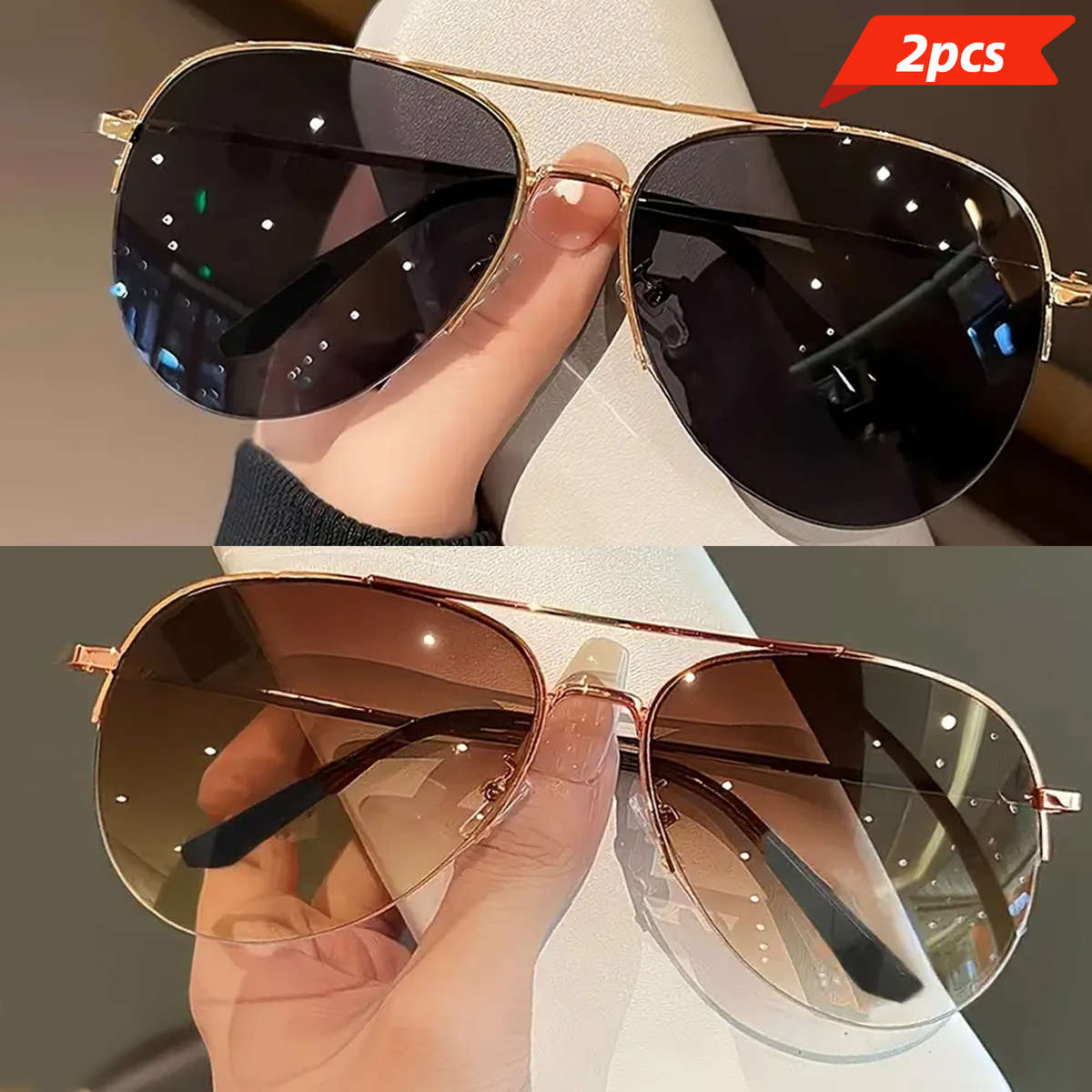 Mens Glasses Color Tea Add Grey Quantity 2Pcs