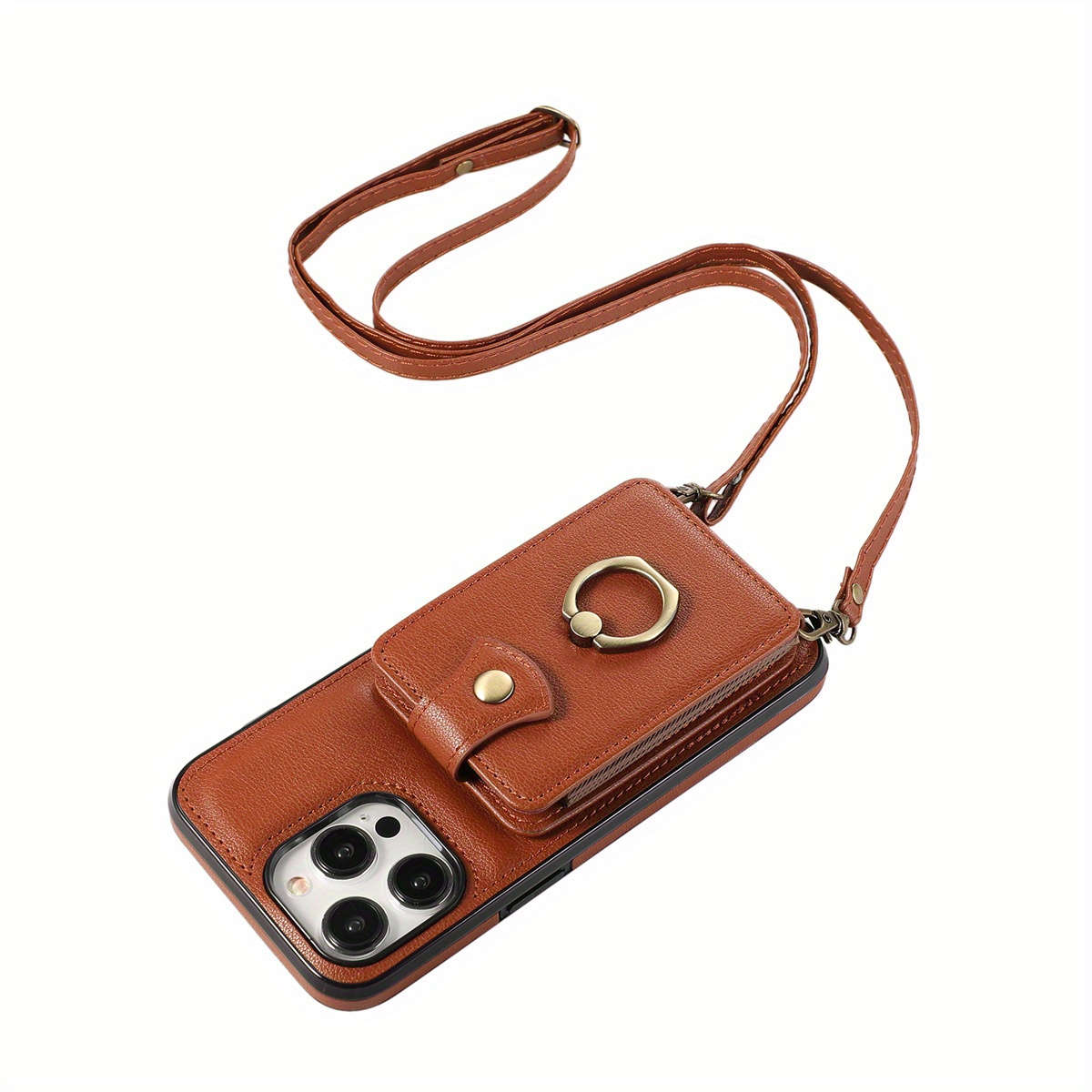1Pc Brown For iPhone 12 Pro Protective Case Wallet Phone Case