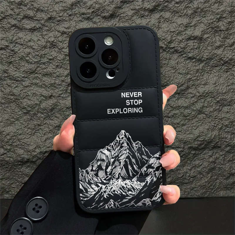 1Pc Black For iPhone 14 Pro Fashion Puffer Design Phone Case