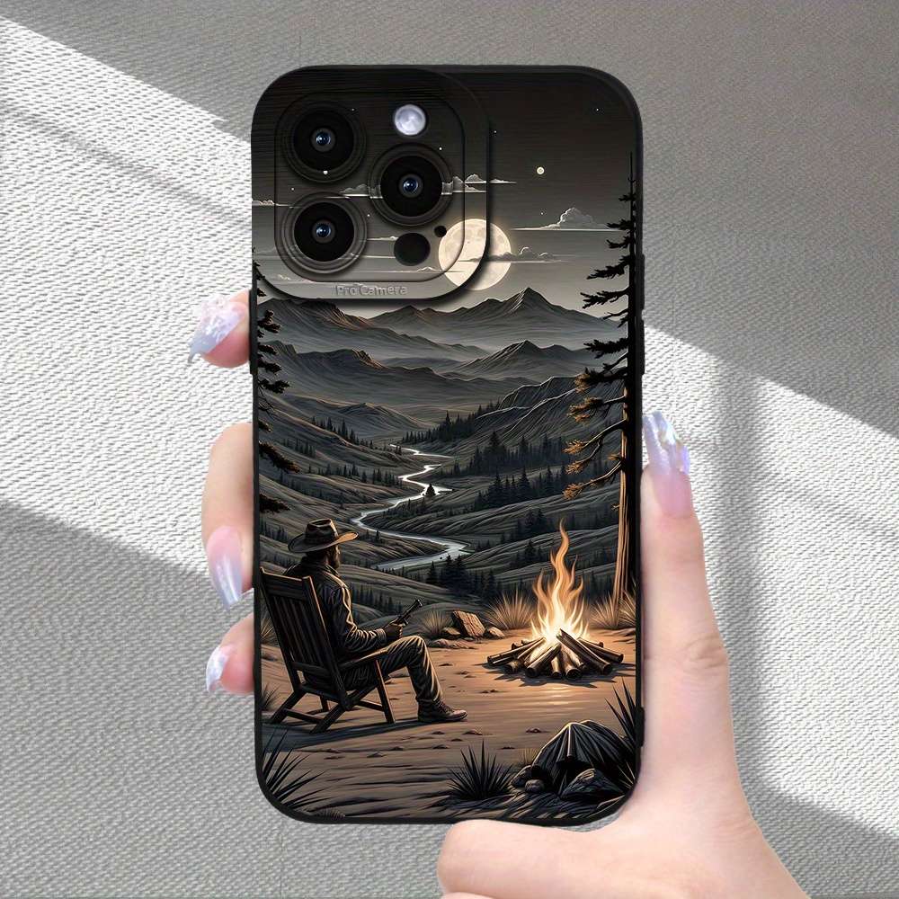 1Pc Black For iPhone SE Gentleman Fireplace Phone Case