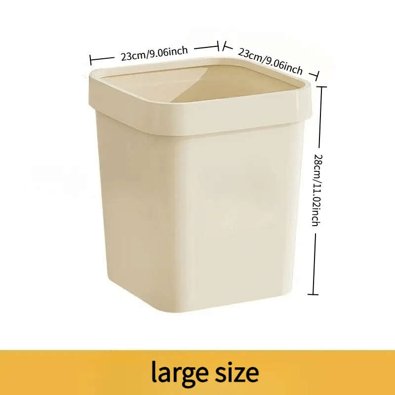 Garbage Can Color Square Press Ring Milk White Small Size 7L