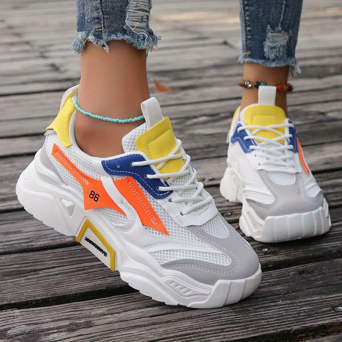 Women S Sneakers Color Blue And White Sizeuk 4