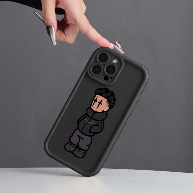 1Pc Black For iPhone 7 Plus 8 Plus Trendy Villain Pattern Phone Case