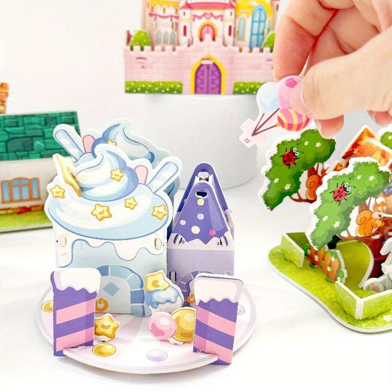 3D Building Model Puzzle Set Style Random Quantity 4 Pcs