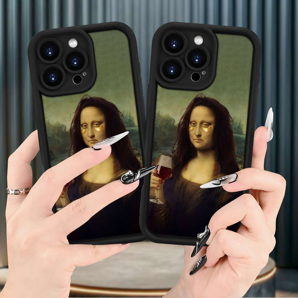 1Pc Black For iPhone 12 Mini Mona Lisa Phone Case