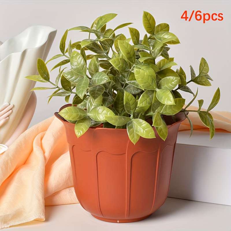 Flowerpot  1Pcmodel Brick-Red Fluted Flower Pot