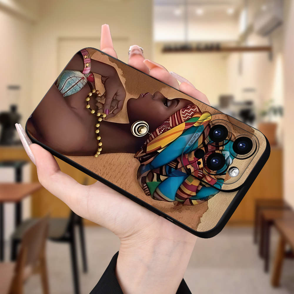1Pc Black For iPhone 13 African Woman Phone Case