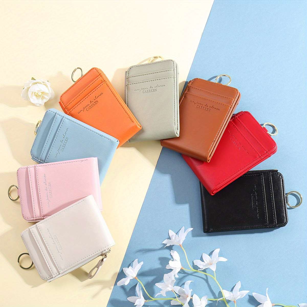 Carrken Elegant Compact Womens Wallet With Multiple Zippers Snap Buttons Large Capacity For