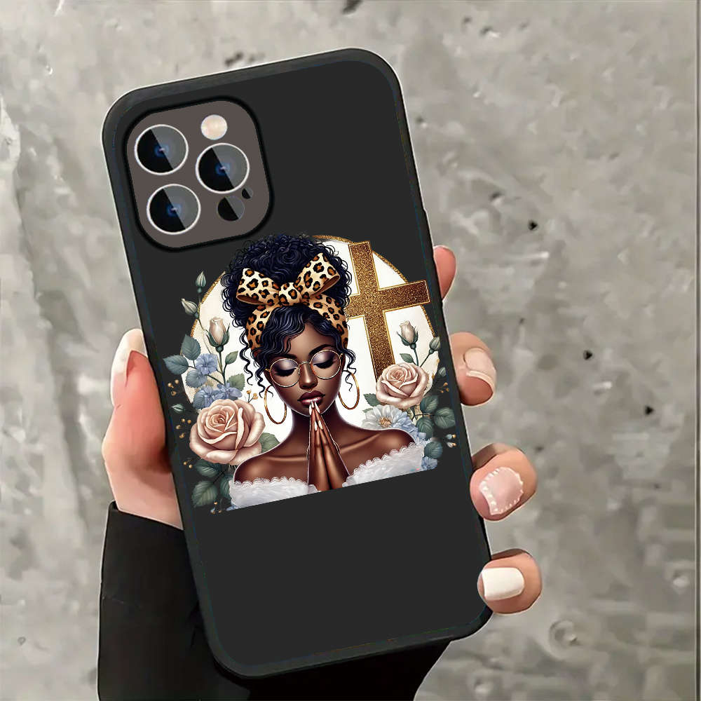 Black For iPhone Serene Prayer With Floral Blessings Phone Case