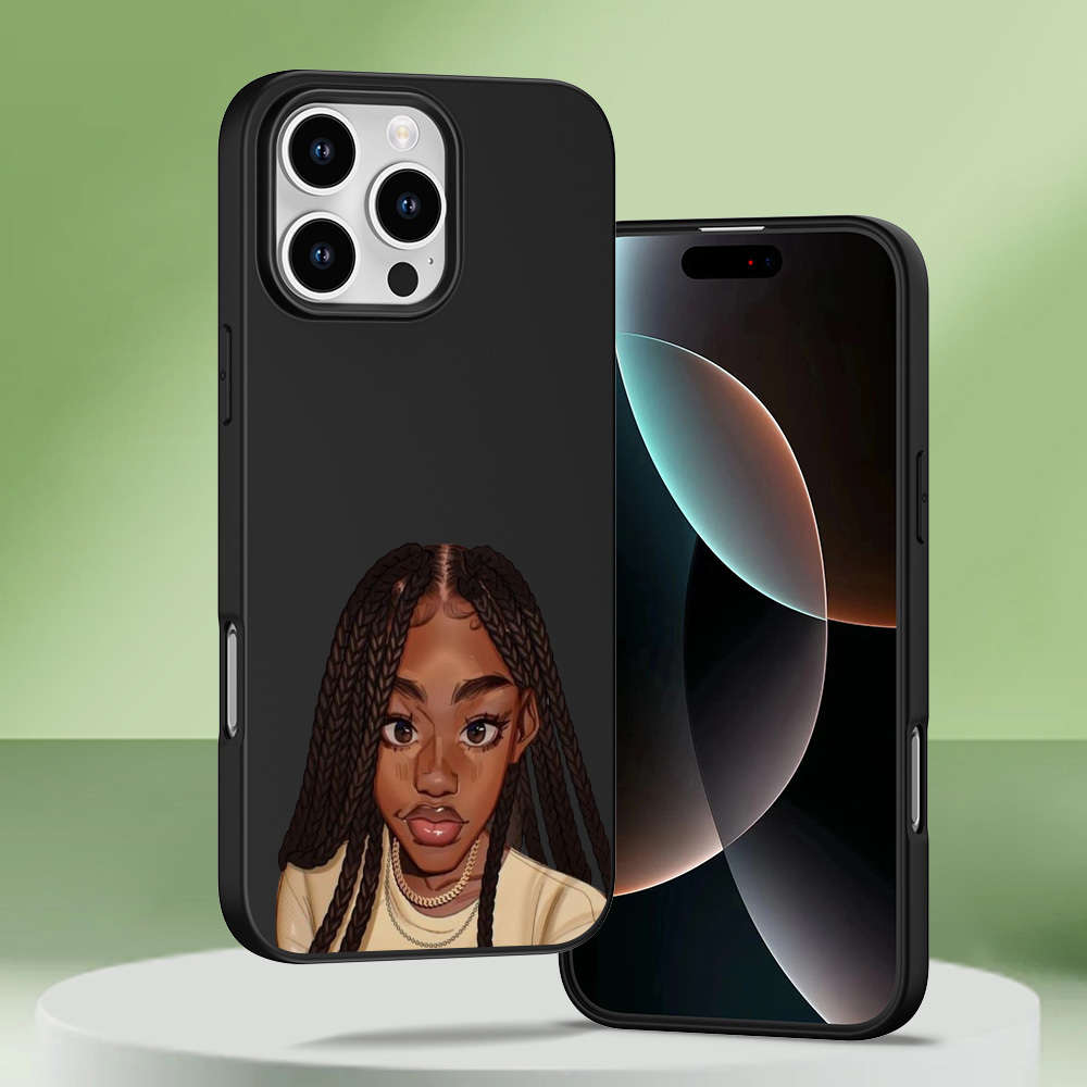 1Pc Black For iPhone 7 African Girl Pattern Phone Case