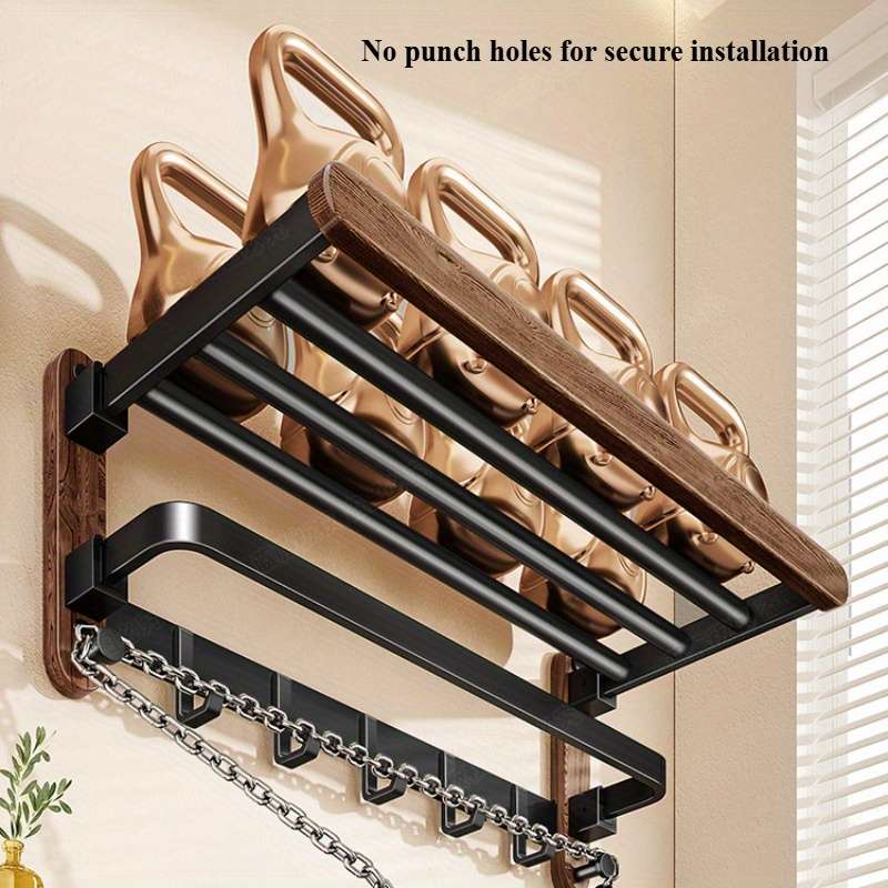Bathroom Storage Rack Size Flagship Black Walnut Towel Rack 6Pcs Set1