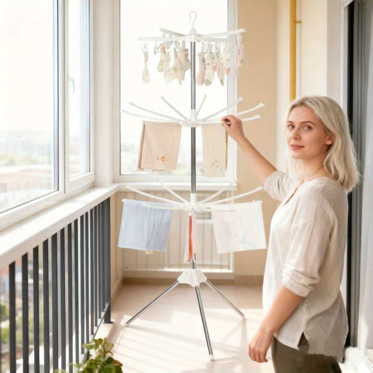 Clothes Rack Foldable And Movable Model Upgrade 3LayerWhite