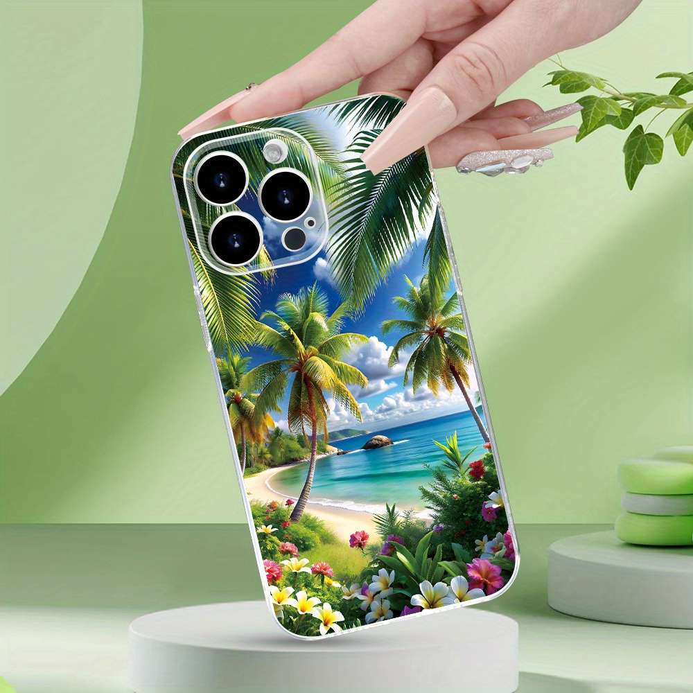 1Pc Transparent For iPhone 7 Plus 8 Plus Beautiful Beach Scenery Phone Case