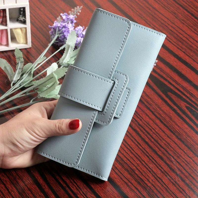 1pc Sleek Women's Long Tri-Fold WalletStylish Solid Color Design with Multiple Card Slots Clutc